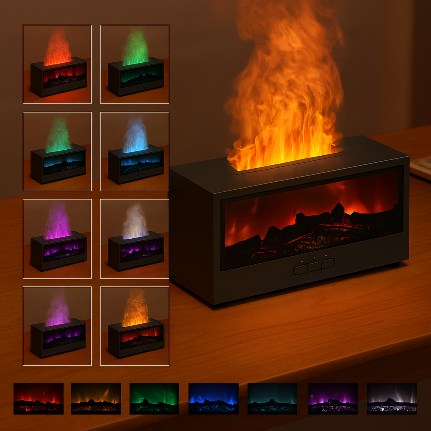 Diffuseurs Flamora toutes couleurs en led, noir et blanc