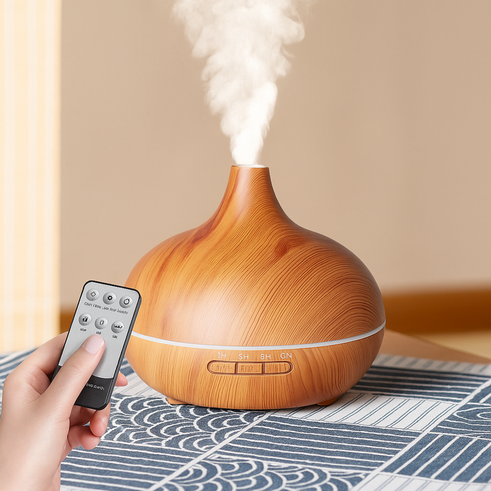 Nautera-diffuseur-ultrasonique-bois-clair-telecommande