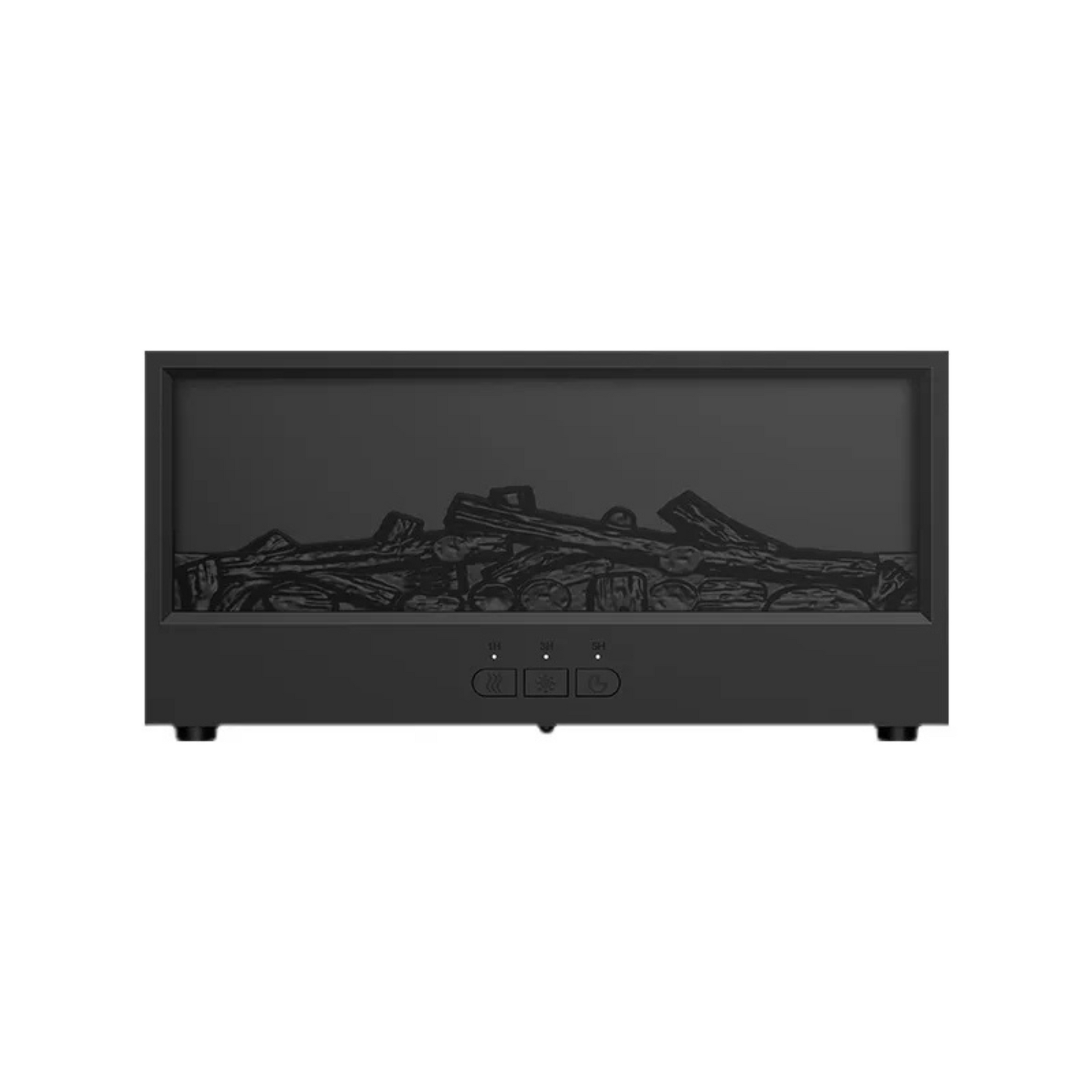 Diffuseur Flamora noir effet flamme 3D – fond blanc, vue produit