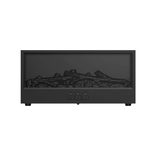Diffuseur Flamora noir effet flamme 3D – fond blanc, vue produit