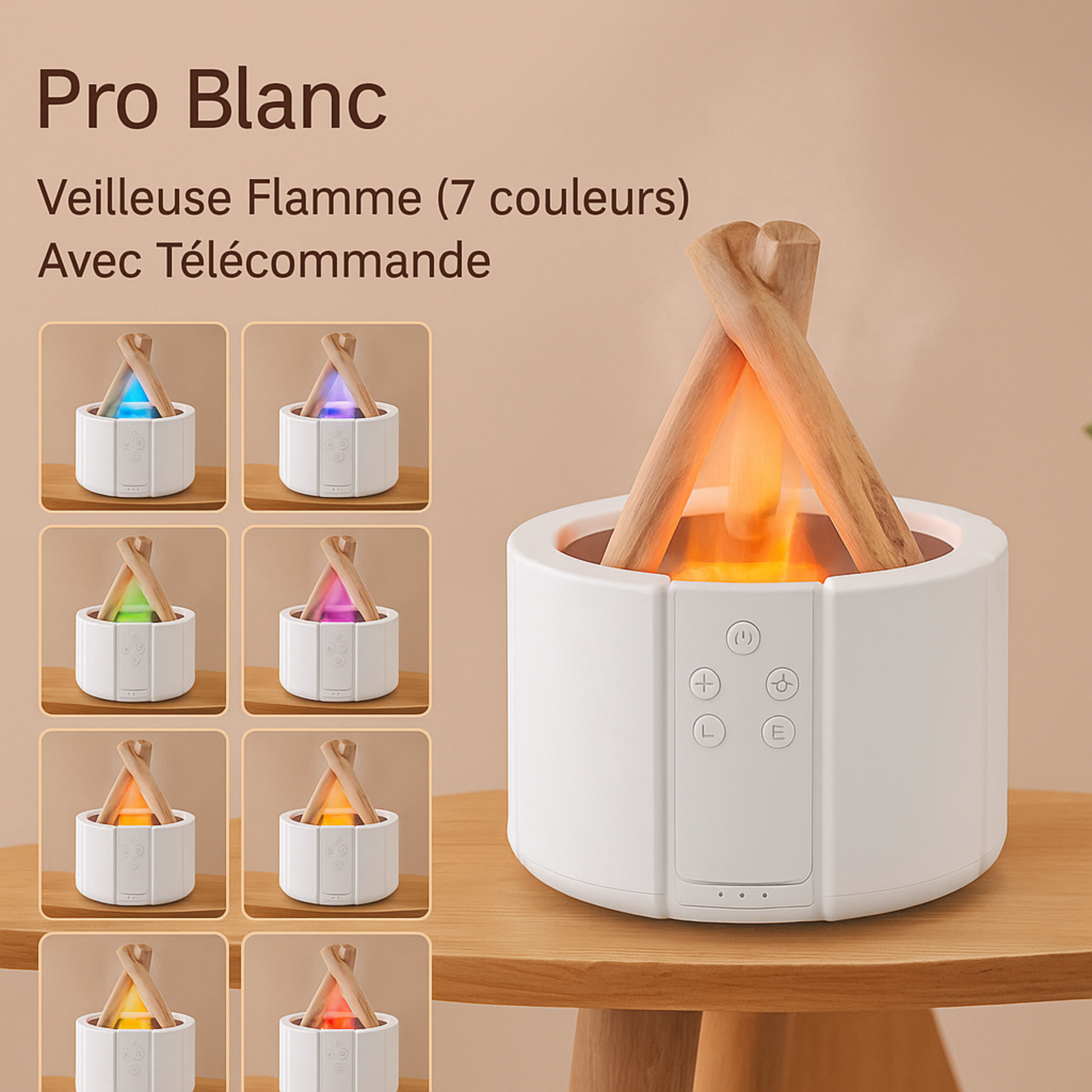 Diffuseur Flamys blanc avec 7 lumières LED changeantes