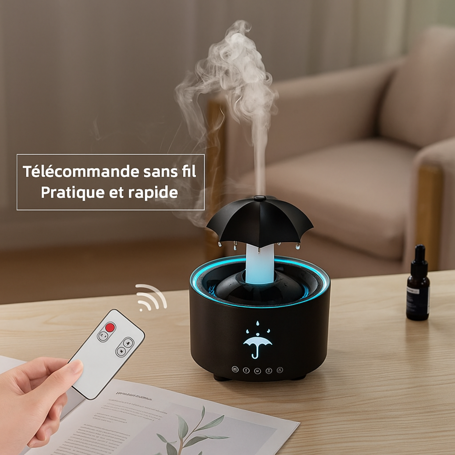 Diffuseur Oraya noir avec lumière LED