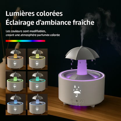 Diffuseur Oraya blanc allumé en ambiance LED multi colores