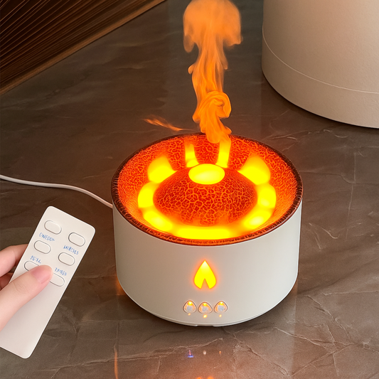 Diffuseur Vulcarys activé dans une chambre avec télécommande